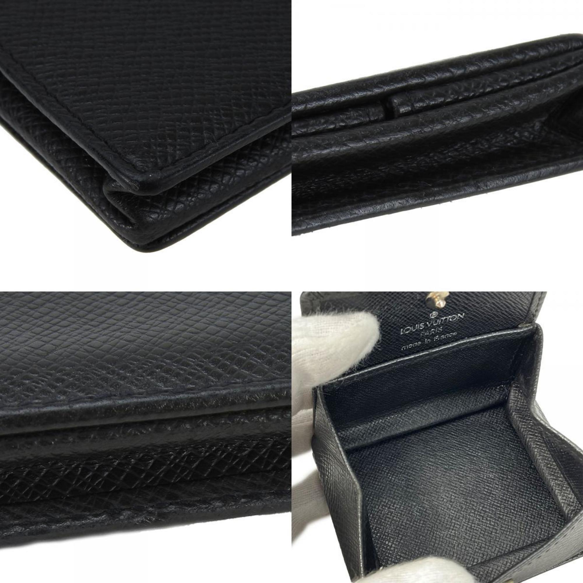 Louis Vuitton Wallets & Coin Cases Porte Monnaie Boite M30382 Taiga Ardoise Black Compact Accessory Purse Women Men LOUIS VUITTON