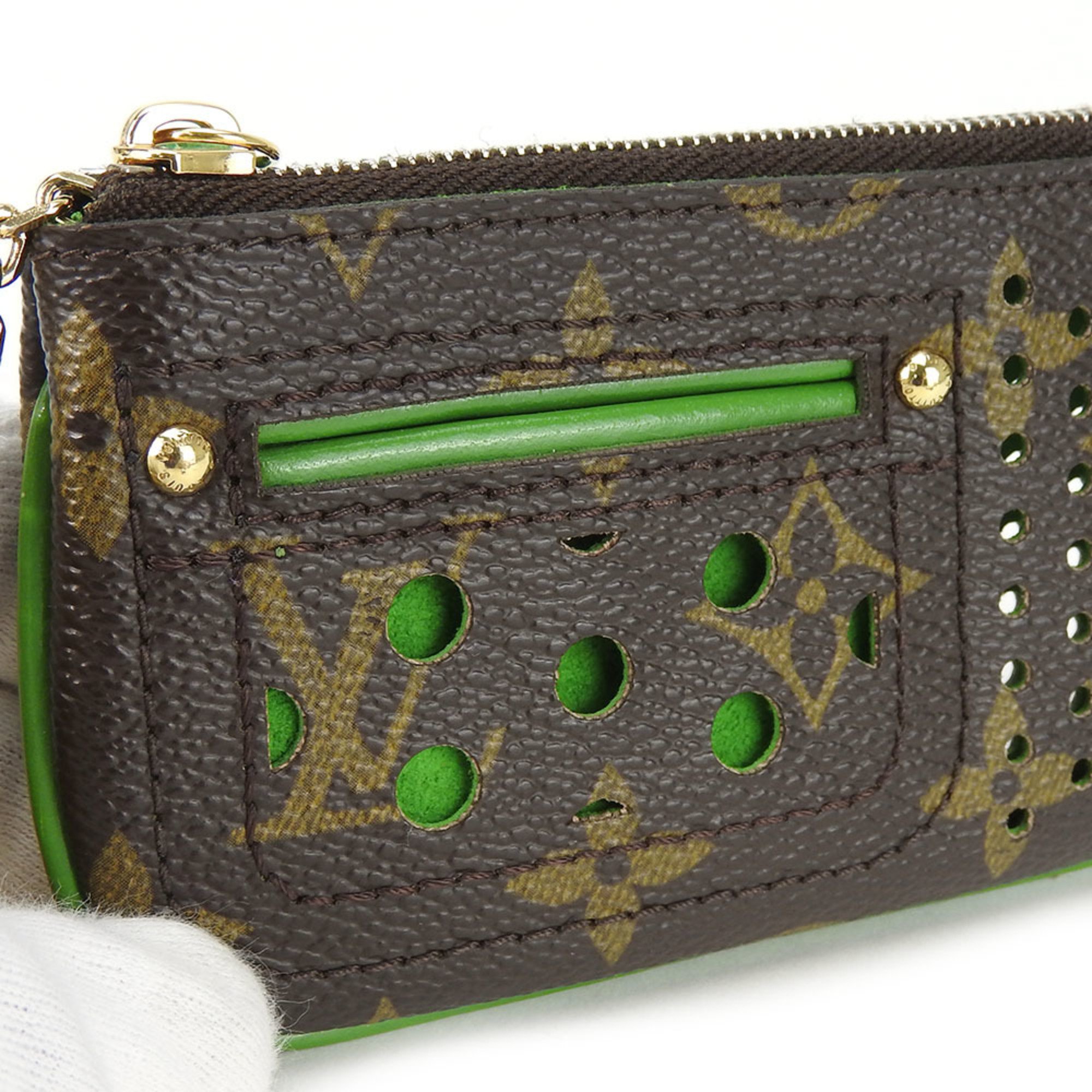 Louis Vuitton Wallet/Coin Case Pochette Cle M95186 Monogram Perforated Vert Brown Green Women's Men's LOUIS VUITTON