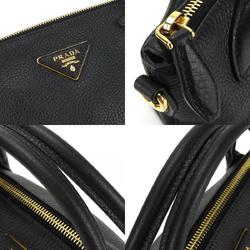 Prada Handbag 1BA111 Leather Black Shoulder Triangle Women's PRADA