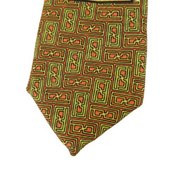 FENDI Necktie Silk Green Orange Men's