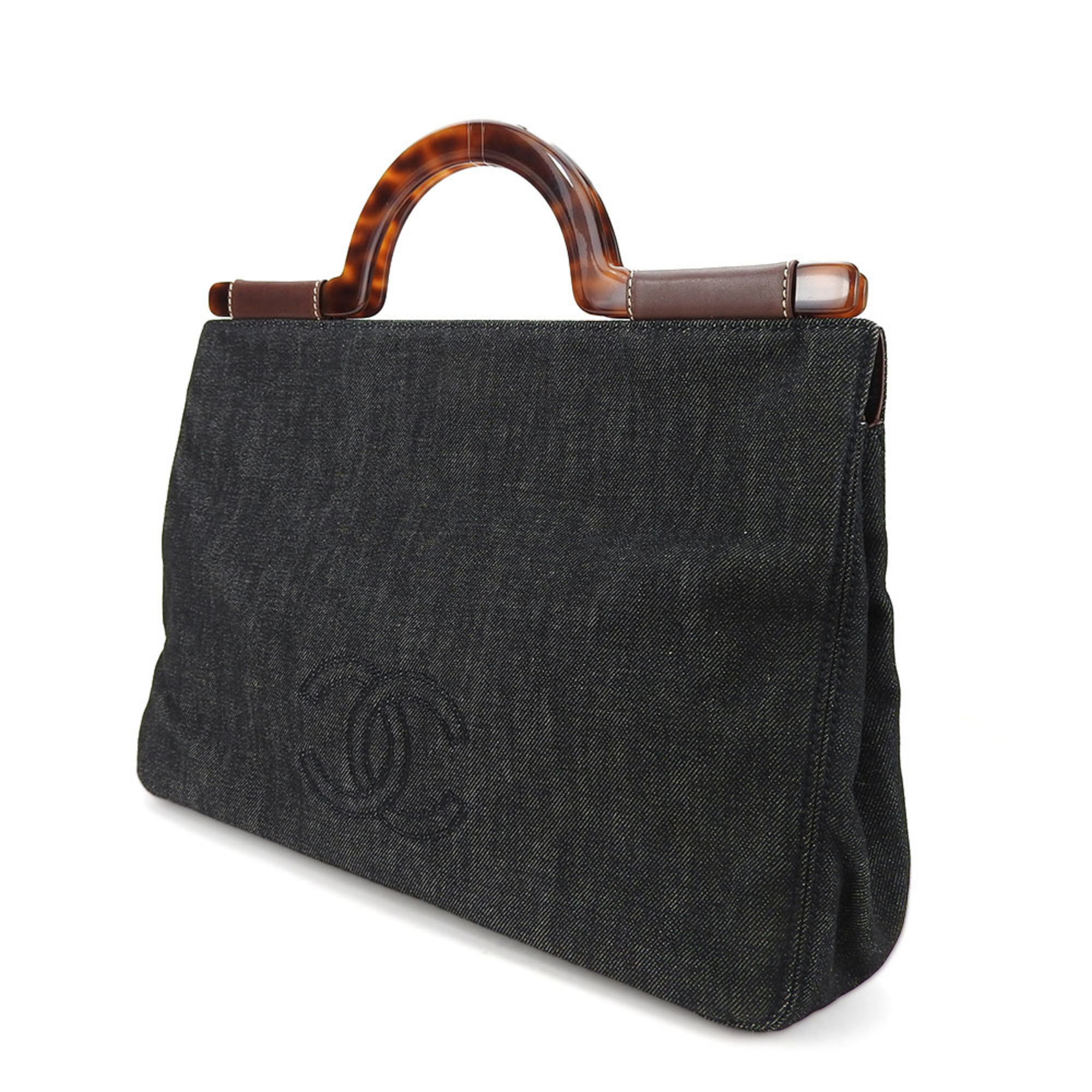 Chanel handbag denim black tortoiseshell coco mark ladies CHANEL