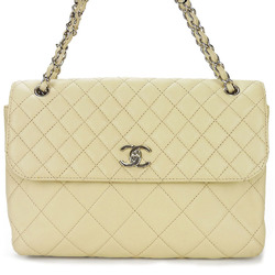 Chanel Shoulder Bag Matelasse Large Calf Beige Ivory Chain 15 Series Coco Mark Women's CHANEL