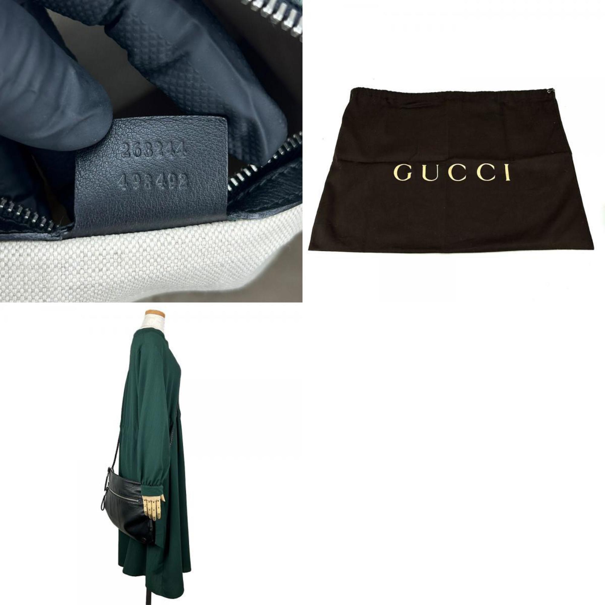 Gucci Shoulder Bag 268244 Leather Black Interlocking Double GG Women's GUCCI