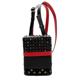 Christian Louboutin Shoulder Bag Leather/Studs Black/Gold/Red/Silver Unisex w0164g