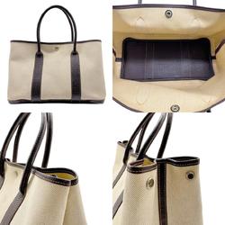 Hermes HERMES Handbag Tote Bag Garden PM Toile H/Buffle Ivory x Dark Brown Unisex z0515