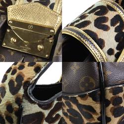 Louis Vuitton LOUIS VUITTON Shoulder Bag Monogram Leopard Polly Canvas/Pony Brown/Blue/Gold Gold Women's M95282 e58501f