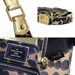 Louis Vuitton LOUIS VUITTON Shoulder Bag Monogram Leopard Polly Canvas/Pony Brown/Blue/Gold Gold Women's M95282 e58501f