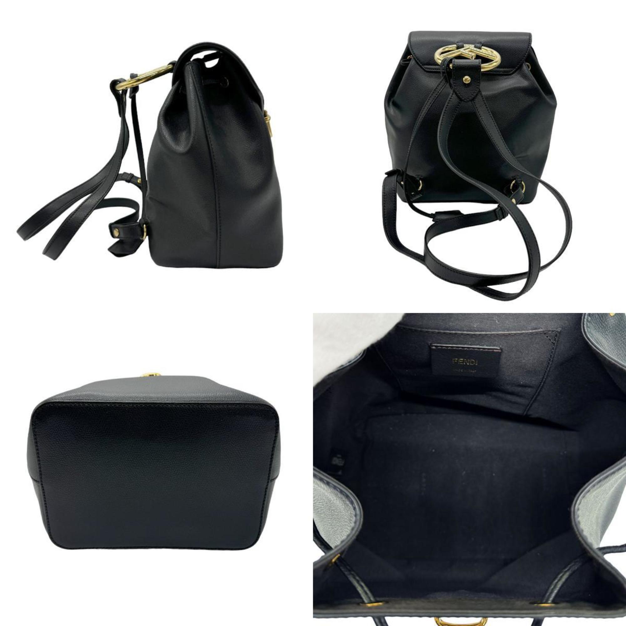 FENDI Backpack F Is Leather Black Women's 8BZ043 A18B z0589