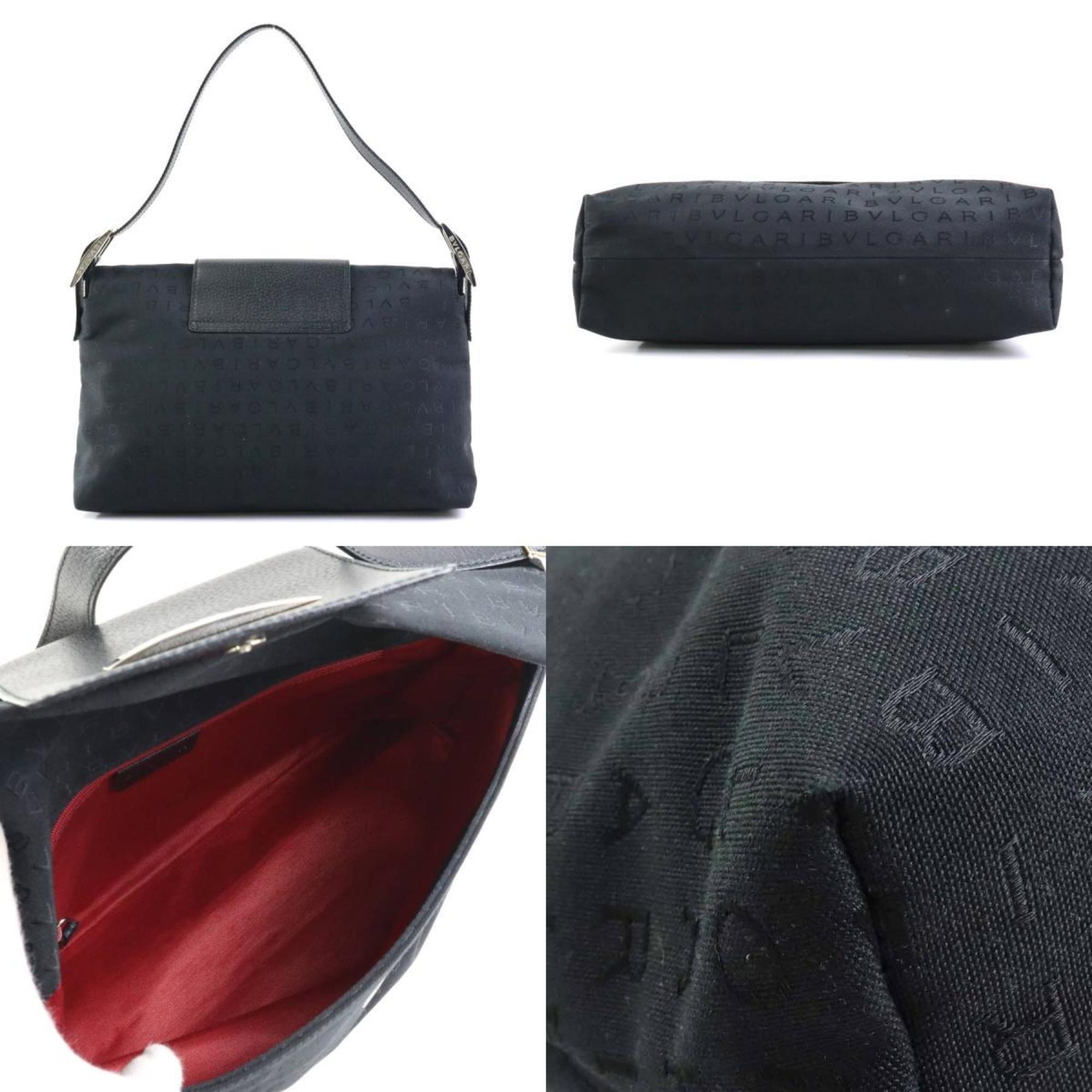 BVLGARI Shoulder Bag Canvas/Leather Black Women's h30203f
