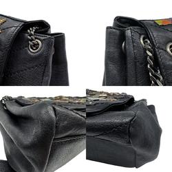 Saint Laurent SAINT LAURENT Shoulder Bag Leather/Metal Black/Gunmetal/Multicolor Women's z0487