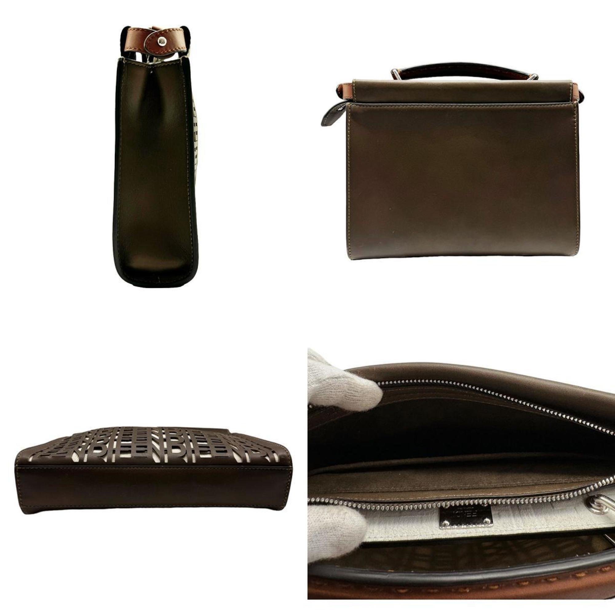 FENDI Peekaboo Fit Handbag, Leather, Khaki Brown, Men's, 7V22-ABGL z0454