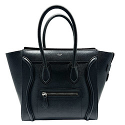 CELINE Handbag Luggage Micro Shopper Leather Black Unisex z0521