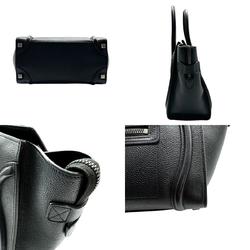 CELINE Handbag Luggage Micro Shopper Leather Black Unisex z0521
