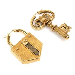 Louis Vuitton LOUIS VUITTON Earrings Fornasetti XLV Lock & Key Metal Gold Women's h30253f