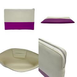 CELINE Clutch Bag Leather White x Purple Unisex z0596