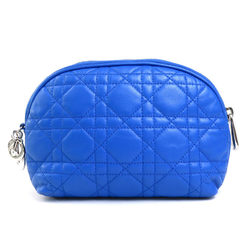 Christian Dior Lady Pouch Leather Blue Unisex h30241f