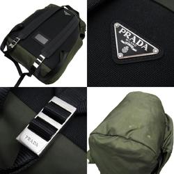 PRADA Backpack Nylon Khaki/Black Silver Men's w0149i