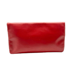 Saint Laurent Clutch Bag Leather Red Gold Women's z0432