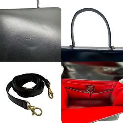 CELINE handbag shoulder bag leather black gold women's z0430