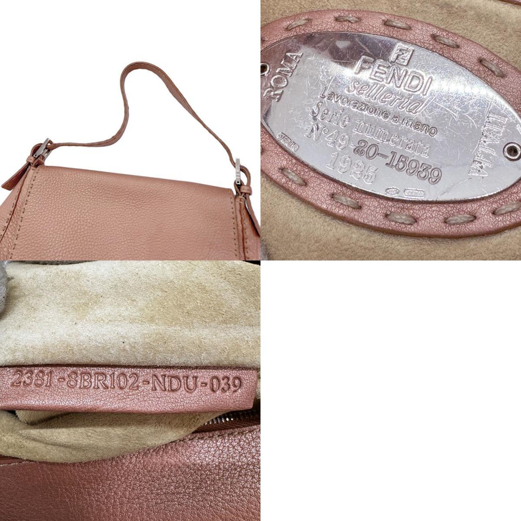 FENDI Shoulder Bag Selleria Leather Metallic Pink Women's 2381-8BR102-NDU-039 z0591
