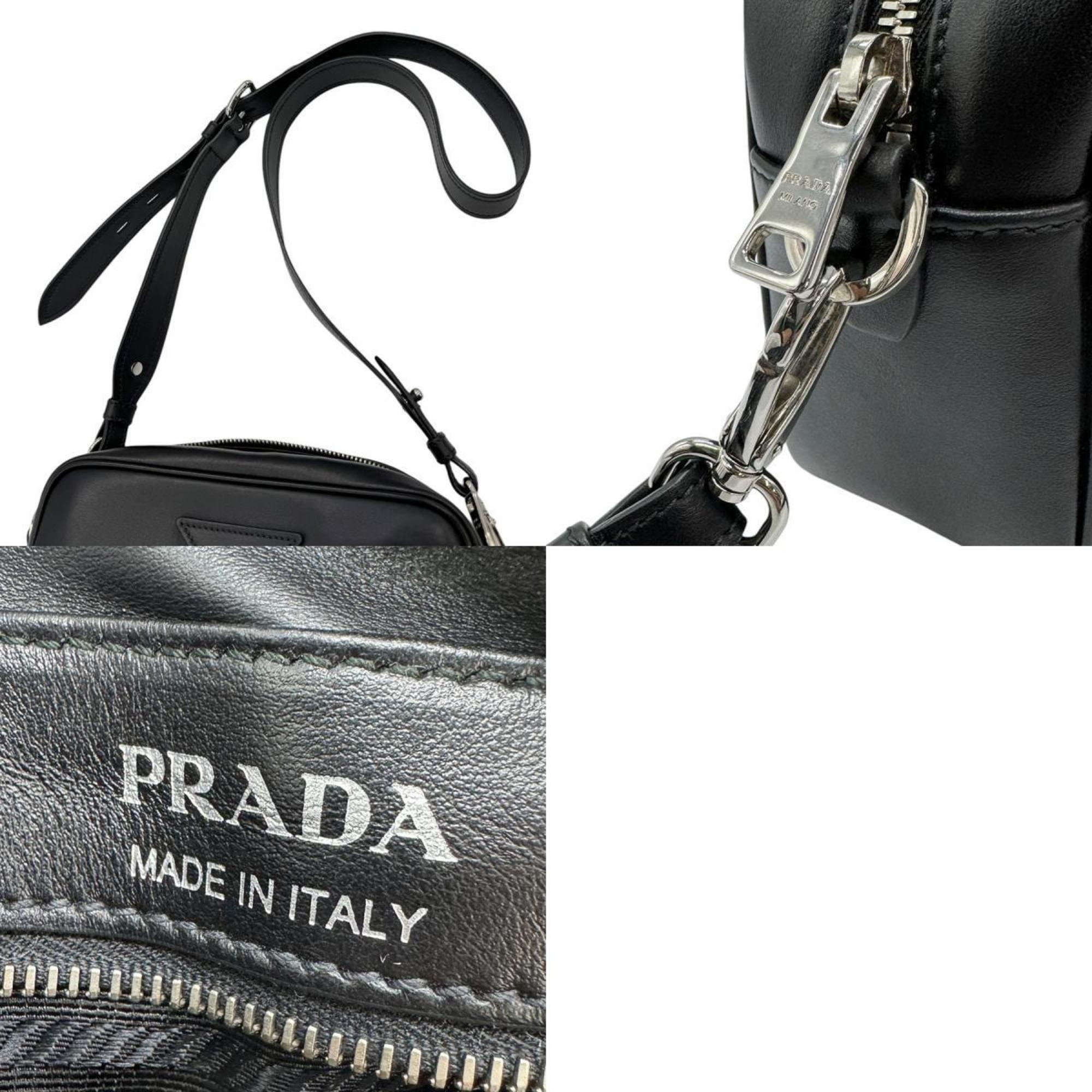 PRADA Shoulder Bag Leather Black Unisex 1BH093 z0662
