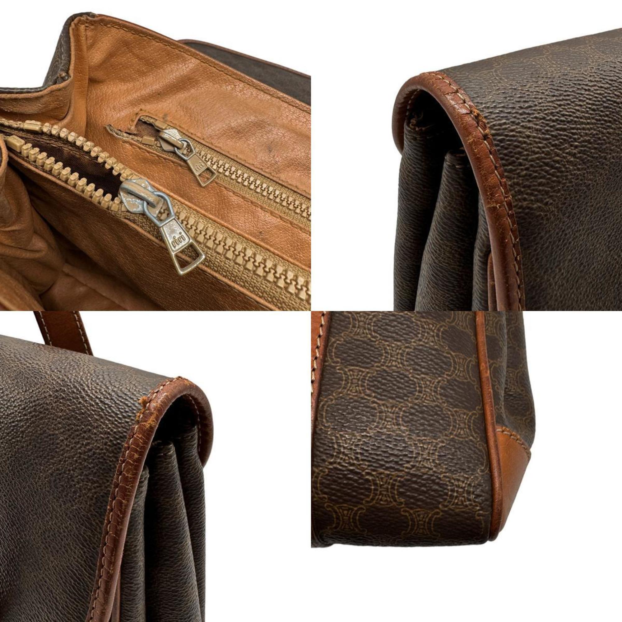 CELINE handbag macadam PVC coated canvas brown women's z0453