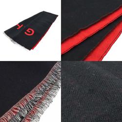 GIVENCHY Scarf Wool/Silk Black x Red Unisex h30221f