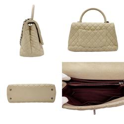 CHANEL Handbag Shoulder Bag Coco Handle Caviar Leather/Metal Greige Women's z0606