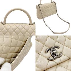 CHANEL Handbag Shoulder Bag Coco Handle Caviar Leather/Metal Greige Women's z0606