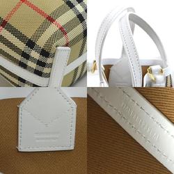 Burberry Handbag Shoulder Bag Canvas/Leather White x Beige Women's h30210f