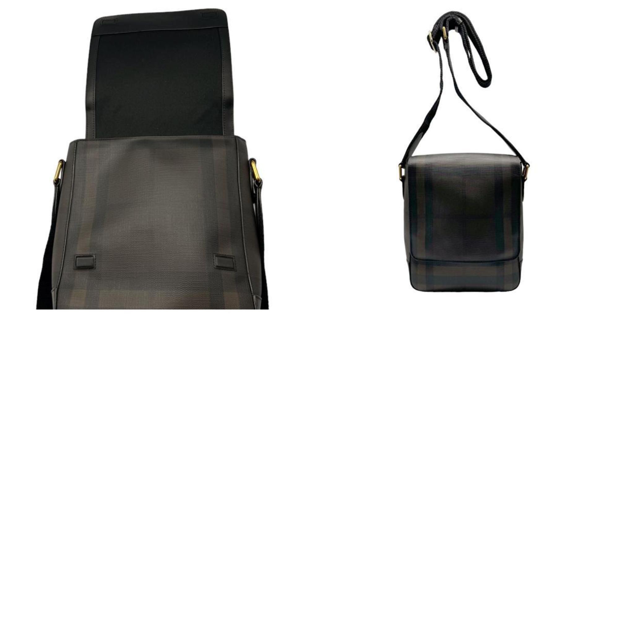 Burberry Shoulder Bag PVC Coated Canvas Dark Grey Men's z0503