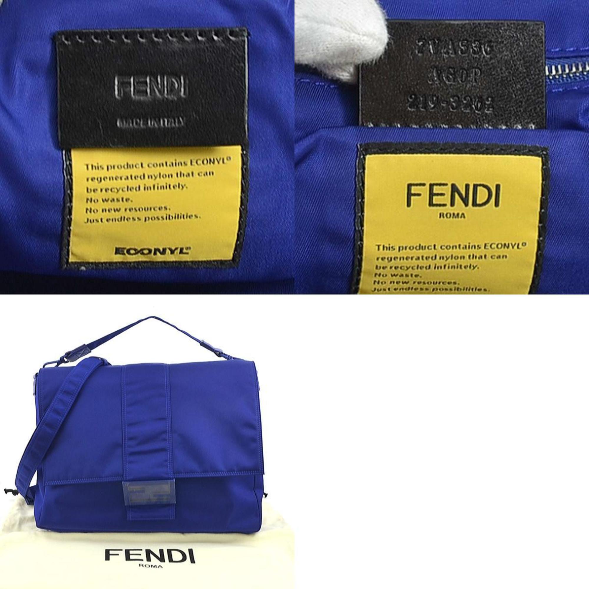 FENDI Shoulder Bag Handbag Baguette Large Nylon Blue Men's e58541