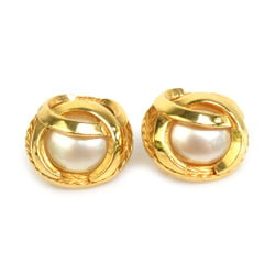 CHANEL Earrings Coco Mark Metal/Faux Pearl Gold/Off-White Women's e58556f