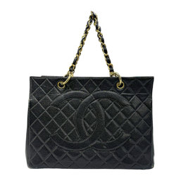 CHANEL Handbag Matelasse Caviar Leather/Metal Black/Gold Women's z0608