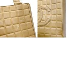 CHANEL Handbag Chocolate Bar Leather Beige Women's z0549