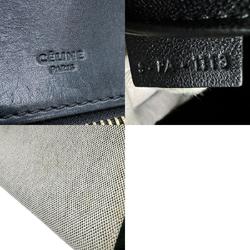 CELINE Handbag Edge Leather/Canvas Navy x Beige Women's z0634