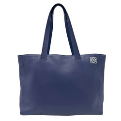 LOEWE Tote Bag Shoulder Anagram Leather Navy Blue Women's z0523