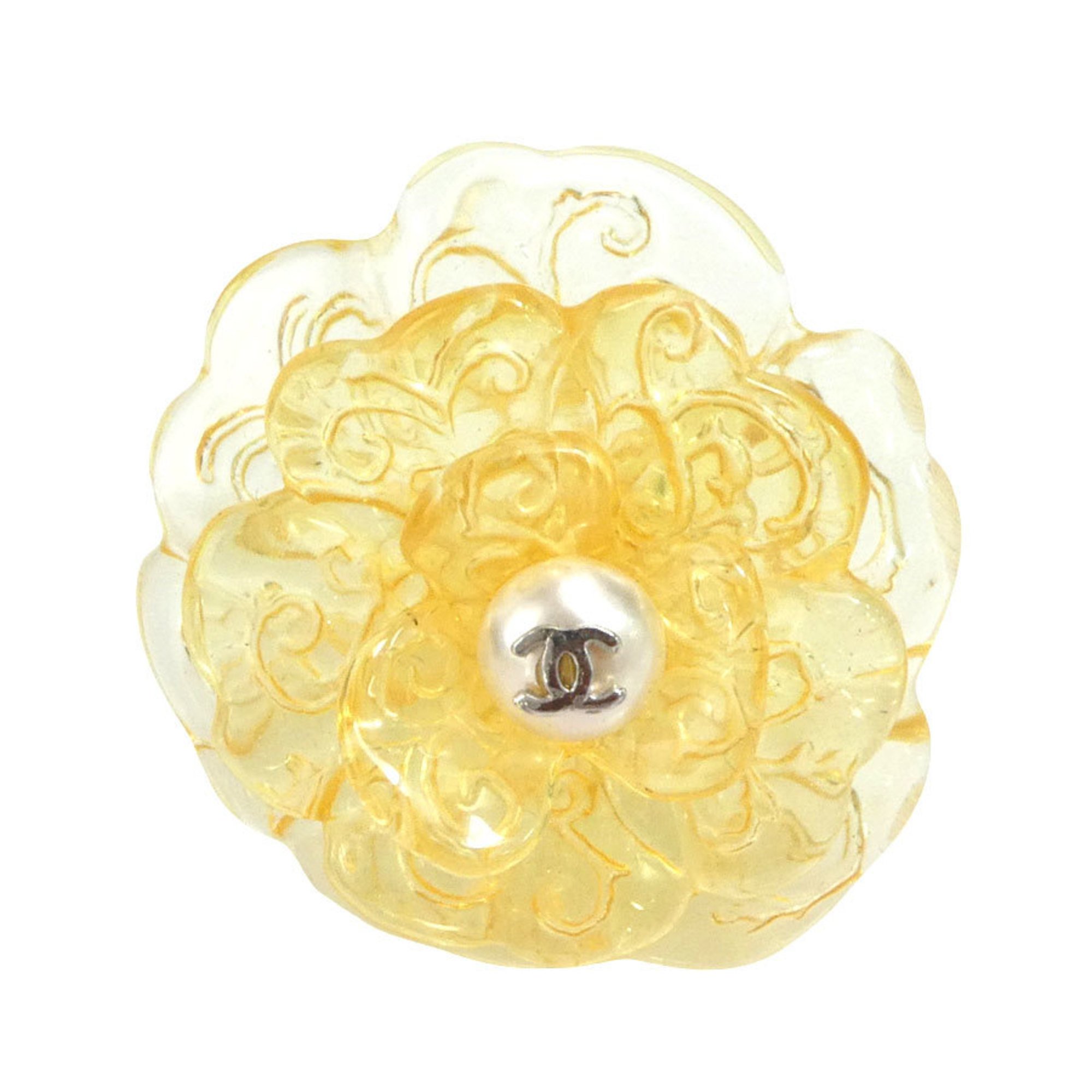 CHANEL Ring, Resin/Faux Pearl, Clear, Women's, Size 12, H30248F