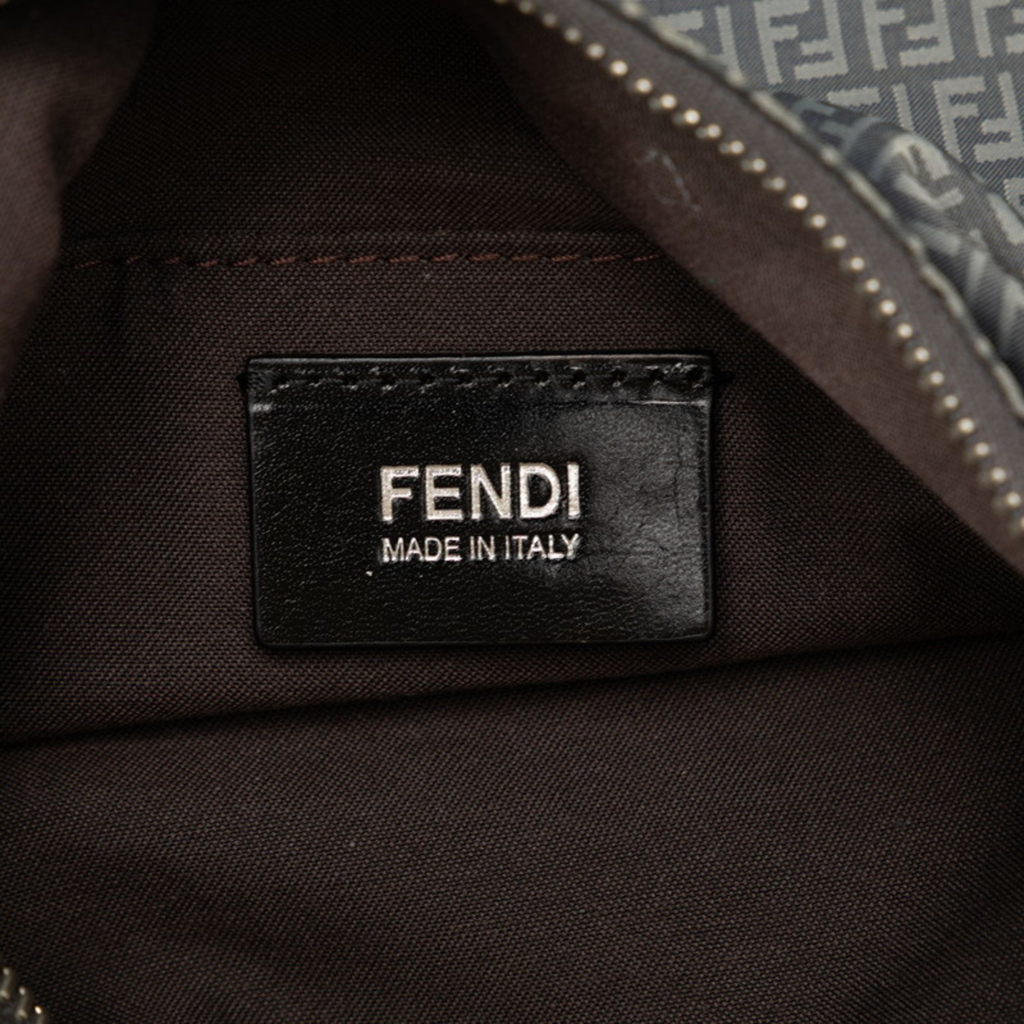 FENDI Zucchino Shoulder Bag 8BT168 Grey Nylon Leather Women's