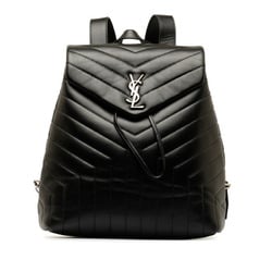 Saint Laurent Monogram Lulu Medium Backpack 487219 Black Leather Women's SAINT LAURENT