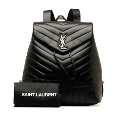 Saint Laurent Monogram Lulu Medium Backpack 487219 Black Leather Women's SAINT LAURENT