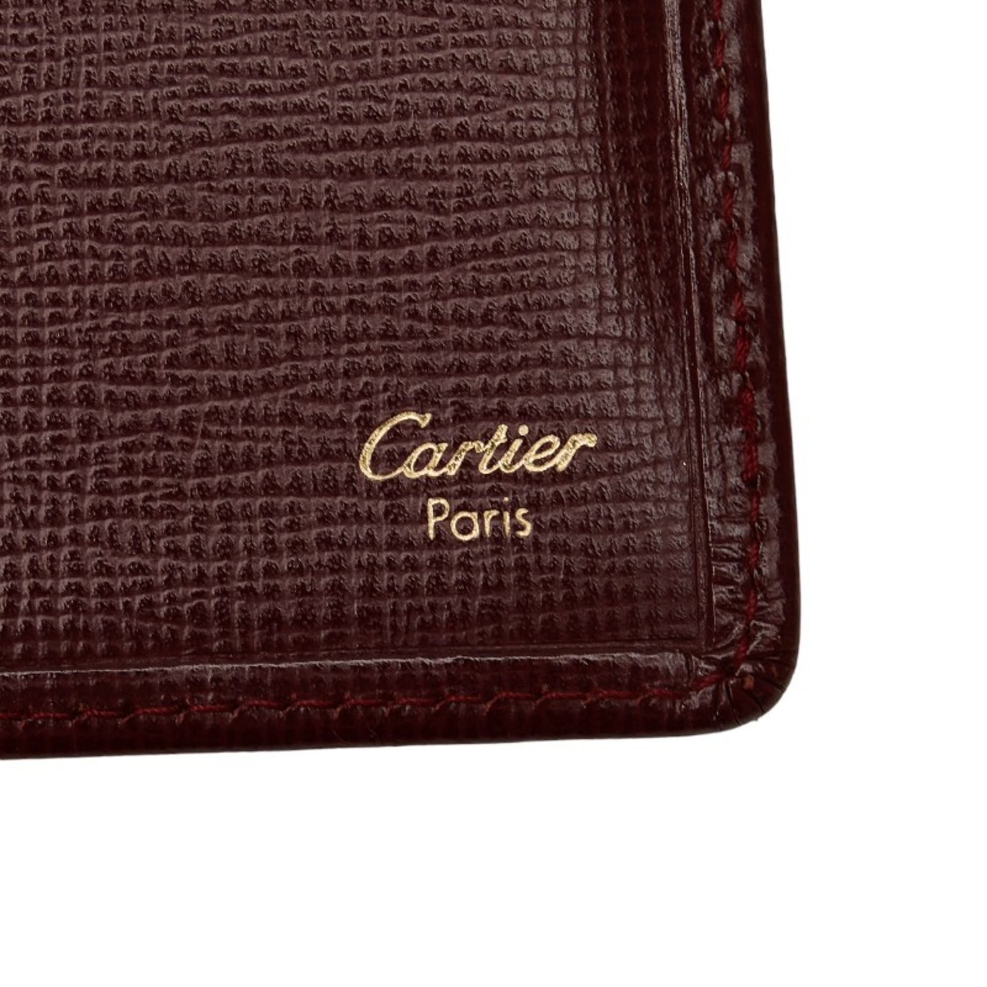 Cartier Must Line Long Wallet Wine Red Bordeaux Leather Women's CARTIER