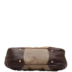 Prada Jacquard Handbag Tote Bag Beige Brown Canvas Leather Women's PRADA