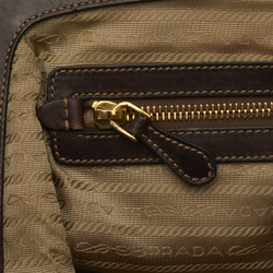 Prada Jacquard Handbag Tote Bag Beige Brown Canvas Leather Women's PRADA