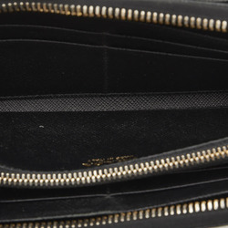 Prada Ribbon Saffiano Long Wallet L-Shaped Black Leather Women's PRADA