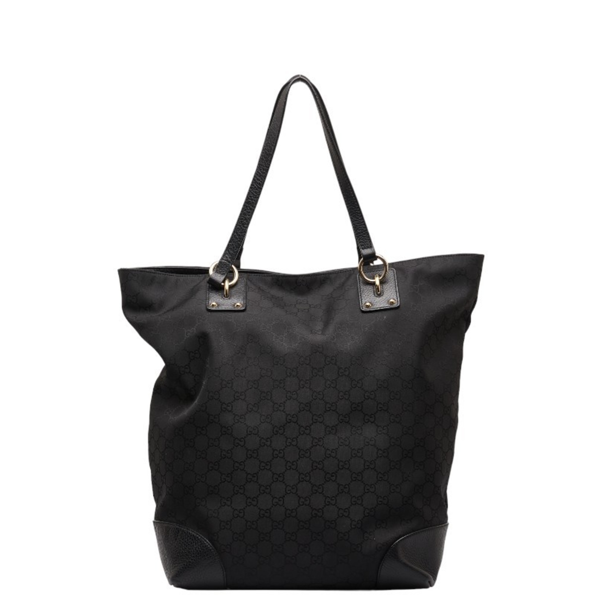 Gucci GG Pattern Tote Bag 353702 Black Nylon Leather Women's GUCCI
