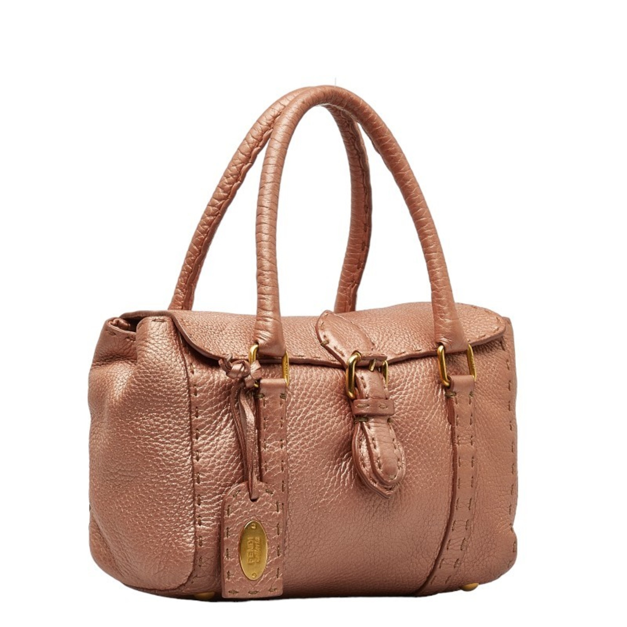 FENDI Selleria handbag pink gold leather women's
