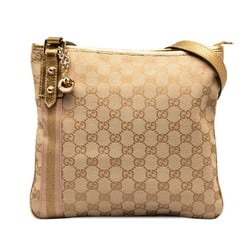 Gucci GG Canvas Shelly Shoulder Bag 144388 Beige Gold Leather Women's GUCCI