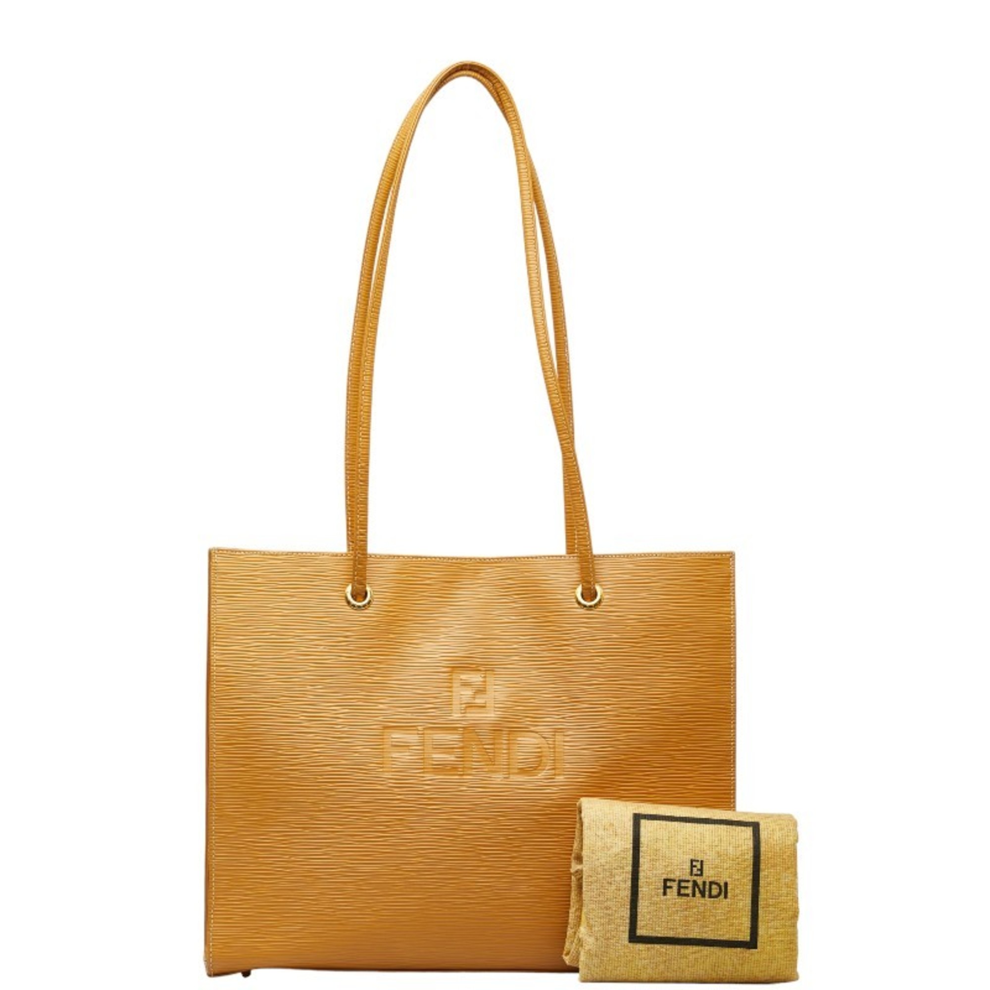 FENDI Tote Bag Shoulder Yellow Leather Women's