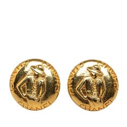 Chanel Mademoiselle Round Earrings Gold Plated Women's CHANEL